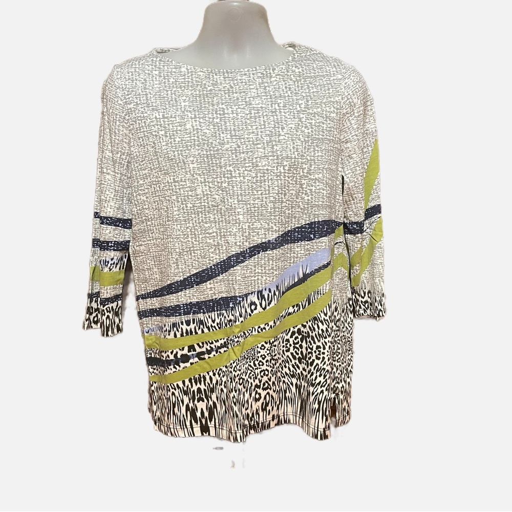 Women’s Chico’s Top Size 1 Tunic 60% Cotton 40% Model 3/4 Sleeve